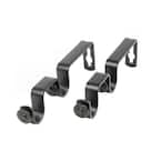 Black Metal Double 6 in. Projection Curtain Rod Bracket (Set of 2)