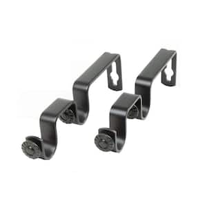 Black Metal Double 6 in. Projection Curtain Rod Bracket (Set of 2)
