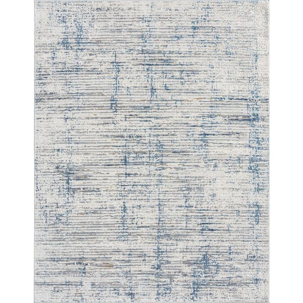 White/Blue Multi Colored 7 ft. 6 in. x 9 ft. 6 in. Area Rug