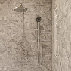 1-Spray Dual Showerhead and Handheld Showerhead with Temperature Control in Brushed Nickel
