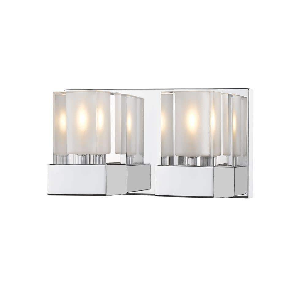 UPC 685659143034 product image for Fallon 12 in. 2-Light Chrome Integrated LED Shaded Vanity Light with Clear and F | upcitemdb.com