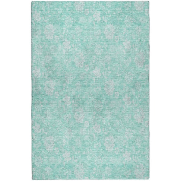 Dream Shag Premium Machine Washable Abstract ADS681 Aqua 9 ft. x 12 ft. Area Rug