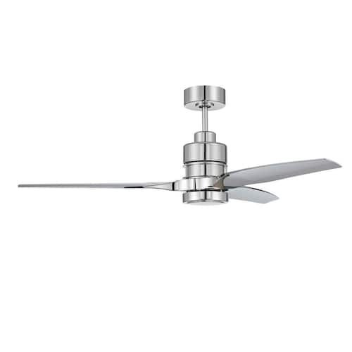 Sonnet Wi-Fi 52 in. Indoor Brushed Polished Nickel Smart Ceiling Fan w/ Wi-Fi Enabled Remote & Integrated LED Light Lighting