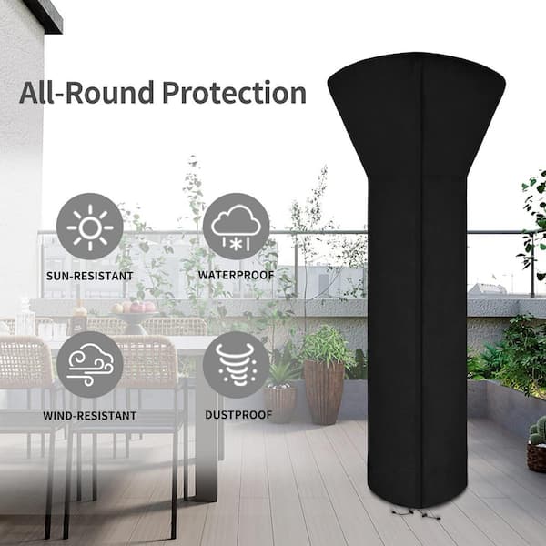  Patio Heater Covers with Zipper and Storage  Bag,Waterproof,Dustproof,Wind-Resistant,Sunlight-Resistant,Snow-Resistant,Black,89''  Height x 33 Dome x 19 Base : Patio, Lawn & Garden