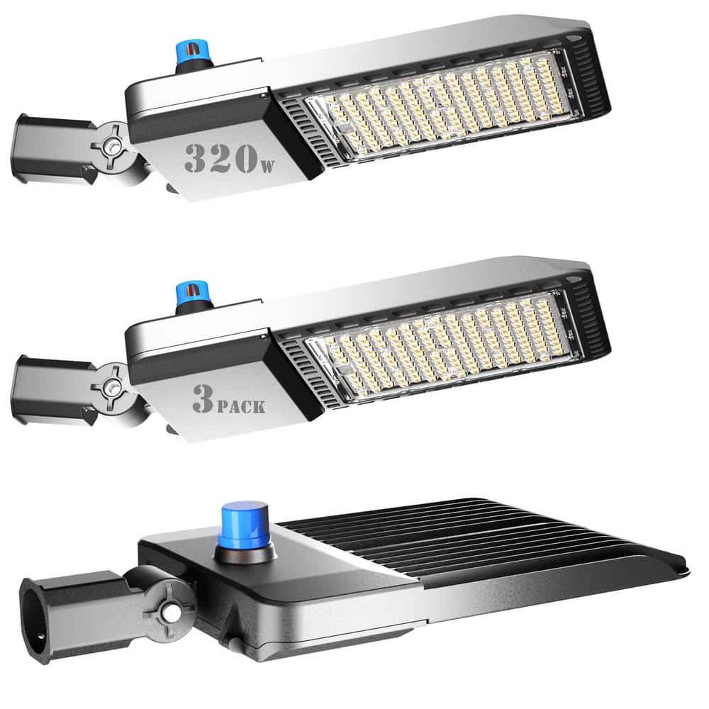 1200-Watt Equivalent Dusk to Dawn Black 320W LED Parking Lot Area Light,  5