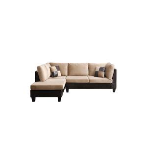 Edward 2-Piece Brown Microfiber 3-Seater L-Shaped Sectional Sofa with Removable Cushions