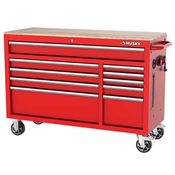 Modular Tool Storage 52 in. W x 20 in. D Standard Duty Red Mobile Workbench Cabinet