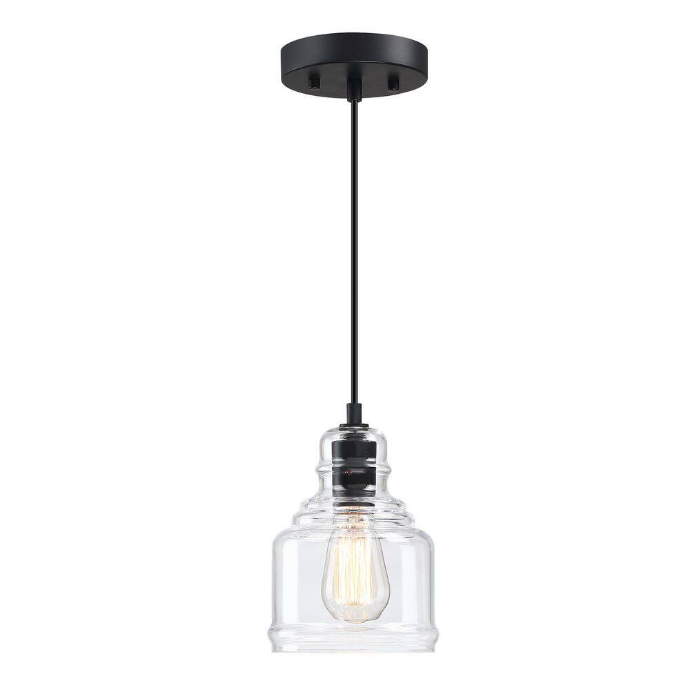 1-Light Matte Black Mini Pendant Light with Clear Glass Shade price history on PriceWatchPro