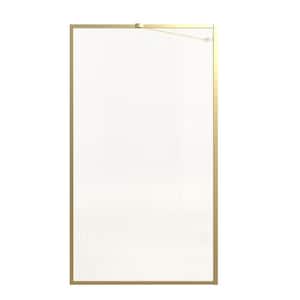Ashpy 33 in. W x 58 in. H Fixed Tub Door in Gold with Rain Glass