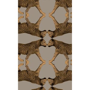 Gold Leopard Print Machine Washable 57 sq. ft. Non-Woven Non- Pasted Double Roll Wallpaper
