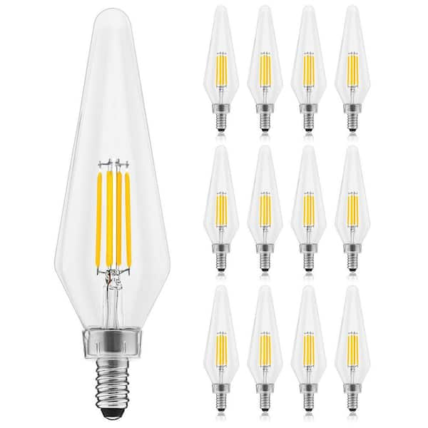 LUXRITE 60-Watt Equivalent HX10.5 Glass Dimmable E12 Base Edison LED Light Bulb 4.5-Watt 500 Lumens Wet Rated 3000K (12-Pack)