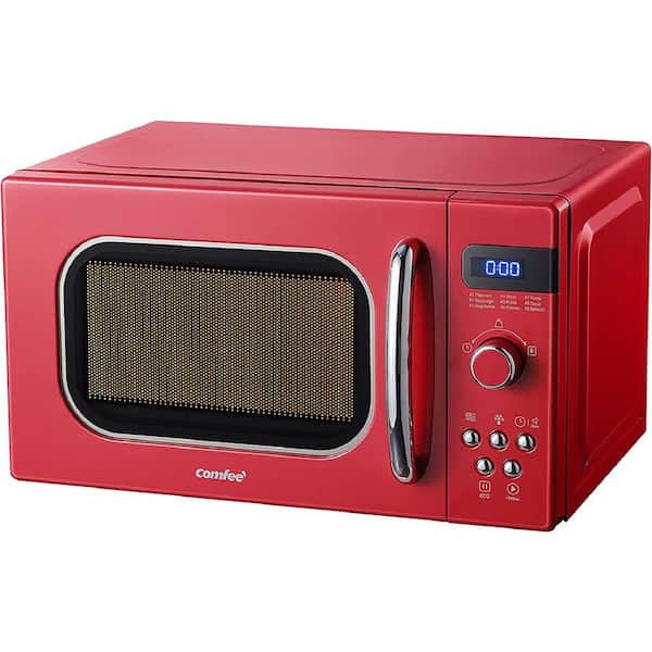 Stylish Microwave Oven Top Cover WIth 4 Pockets Color Red