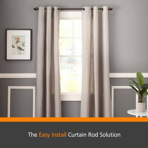 Kenney Fast Fit Easy Install Bailey 66 In 120 Adjule Single Curtain Rod 5 8 Dia Oil Rubbed Bronze With Finials Kn75247 The