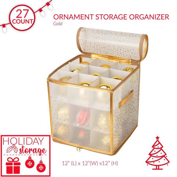 Christmas Holiday Plastic Ornament Organizer Box, Gold - AliExpress