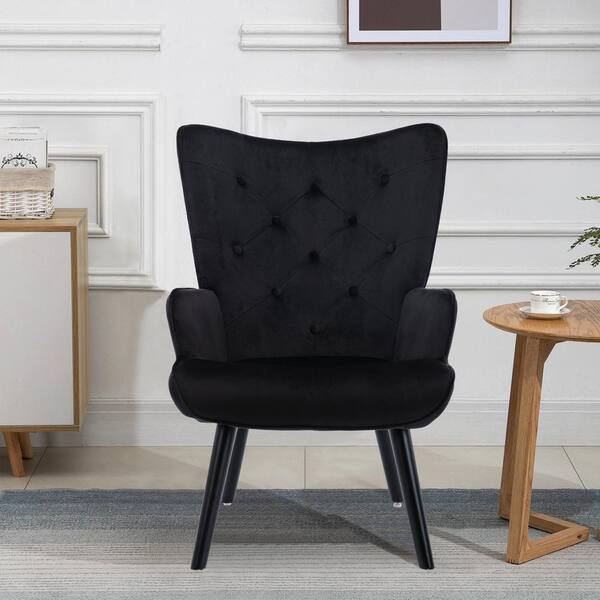 black wingback accent chair