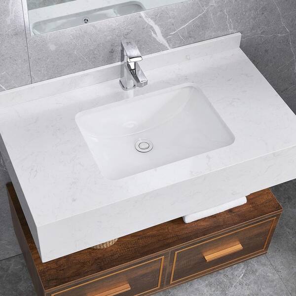 20.27 in. L x 15.15 in. W x 7 in. D White Rectangular Undermount