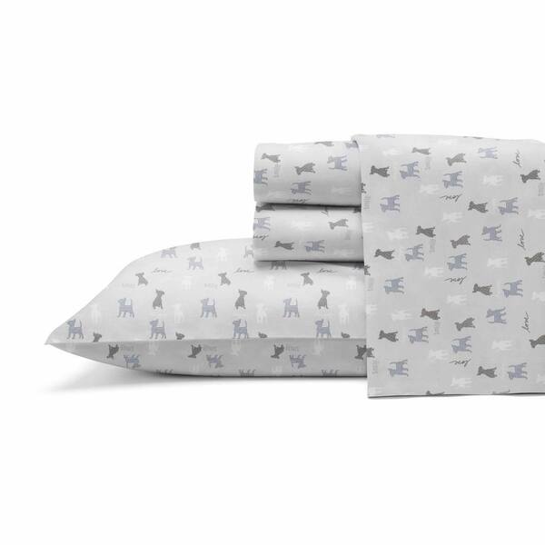 Photo 1 of Augie And Friends 4-Piece Gray Graphic Cotton King Sheet Set