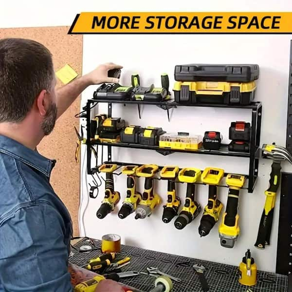 5 Spaces - popular Power Tool Storage Tool Holder Wall Mounted Drill Organizer for Garag