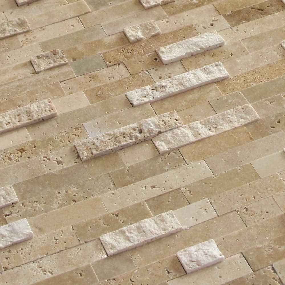 Beige 3D Natural Stone Peel and Stick Mosaic Tile