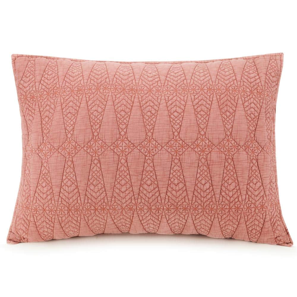 Kahelo Red Cotton Full Quilt Set with Textured Accent