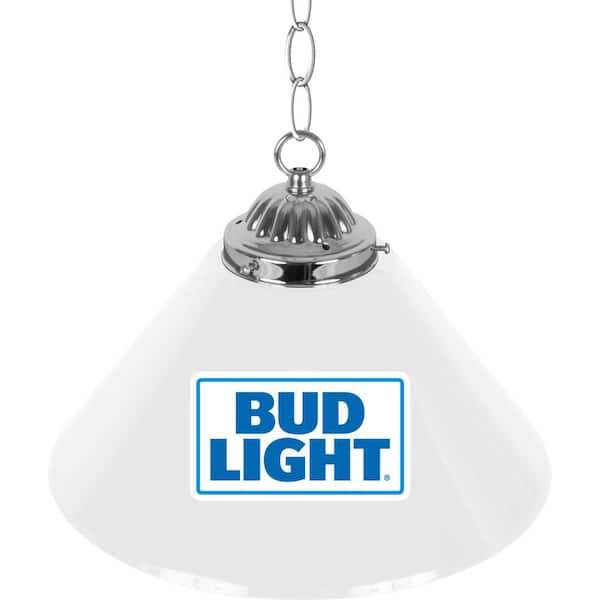 Trademark Global Bud Light 14 in. Single Shade Blue and Silver Hanging Lamp