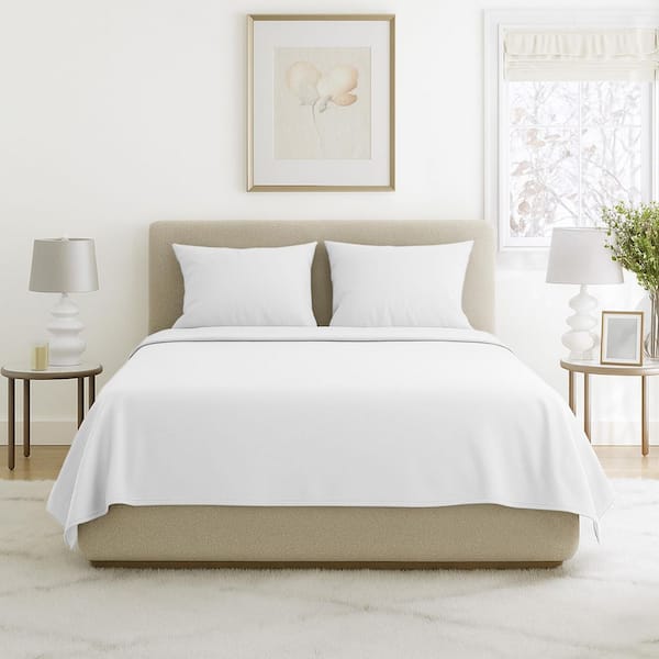 Lavish Home 4-Piece White Solid 75 Thread Count Polyester Full Sheet Set