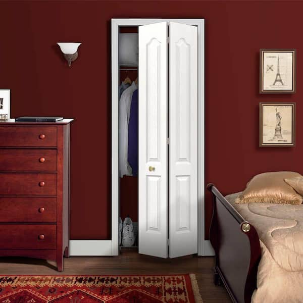 24 in. x 80 in. Camden White Painted Textured Molded Composite Closet Bi-fold Door