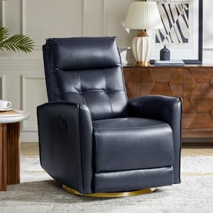 Felix Navy 30 in. W Genuine Leather Swivel Rocker Manual Recliner