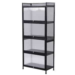 Black 5-Tire Metal Shelving Unit MDF. Shelves Storage Cabinet 12.6 in. W x 55.7 in. H x 23.6 D