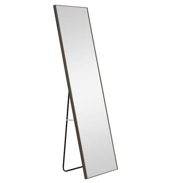 Unbranded 4th Generation Gray 15 in. W x 58 in. H Rectangle Wood Full Length and Wall Mounted Mirror, for Living Room Bedroom