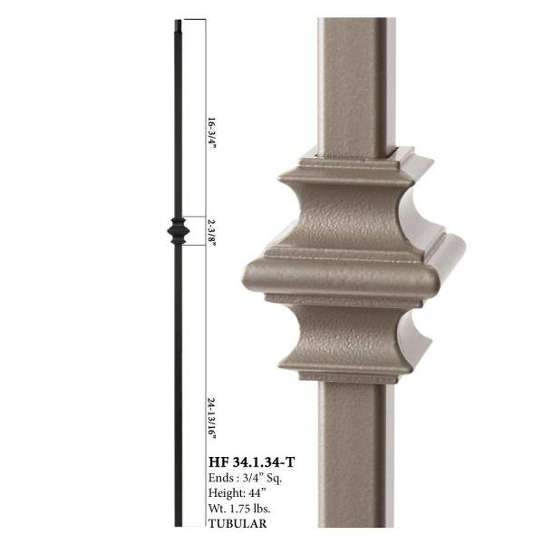 Brushed Nickel Baluster - Hollow Iron - Double Knuckle - 5/8 x 44 (C