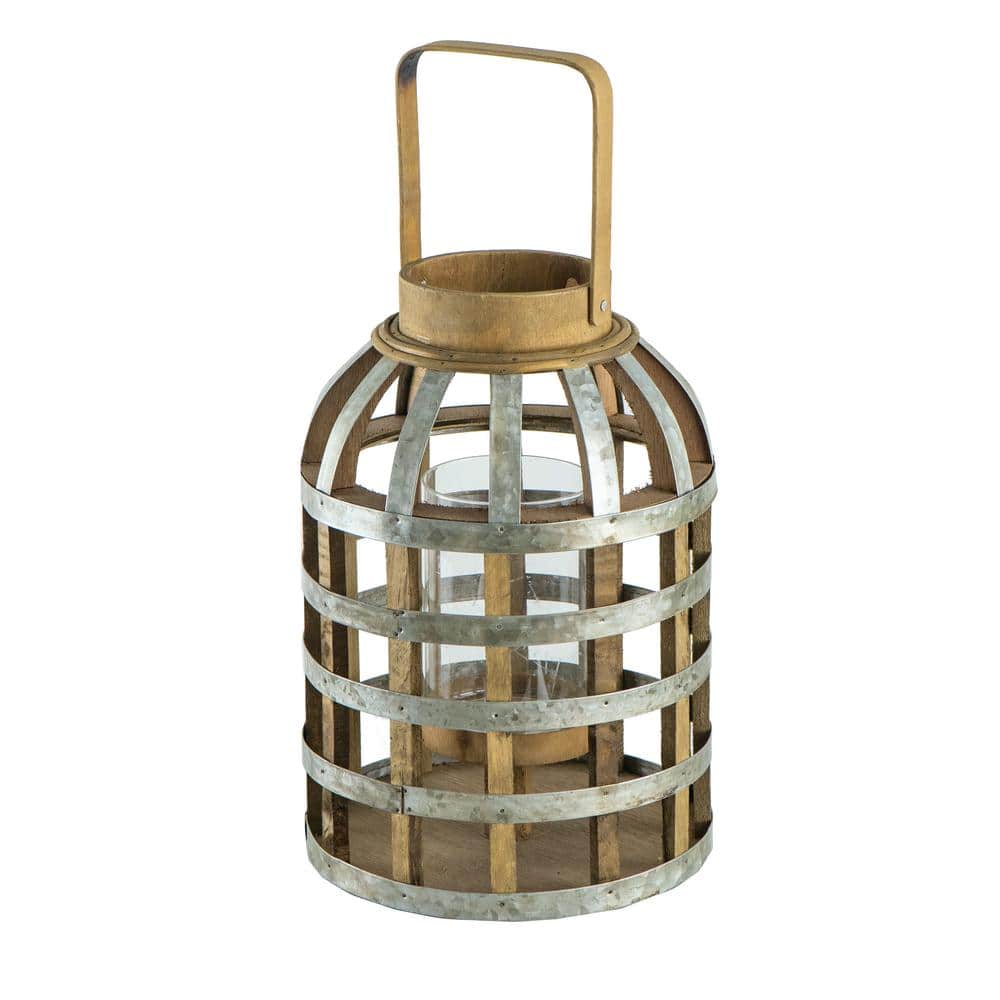 Minimalist Elegance Silver Iron Decorative Lantern with Handle-1-Pack