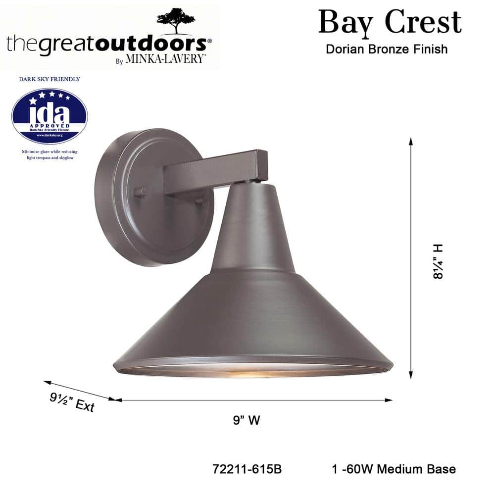Bay Crest 8.25" Dorian Bronze Outdoor Wall Sconce