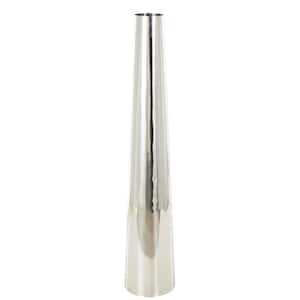 Silver Minimalistic Tall Floor Cone Stainless Steel Metal Decorative Vase