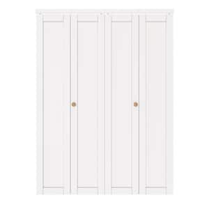 60 in. x 80.5 in. Paneled Solid Core White Primed 1 Lite Composite MDF Bifold Door with Hardware