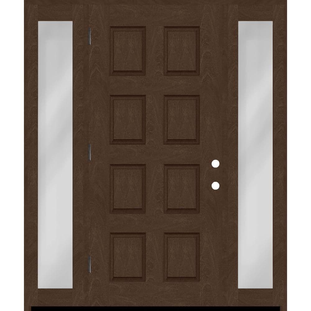 Regency 64 in. x 80 in. 8-Panel RHOS Hickory Stain Mahogany Fiberglass Prehung Front Door w/Dbl 12in.Sidelites price history on PriceWatchPro