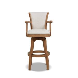 Williams 31 in H Swivel Bar Stool with Armrests, White Pepper Stain Resistant High Performance Polyester