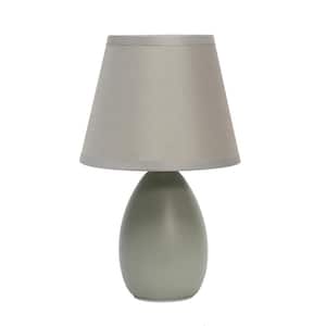 9.4 in. Mini Egg Oval Ceramic Gray Table Lamp