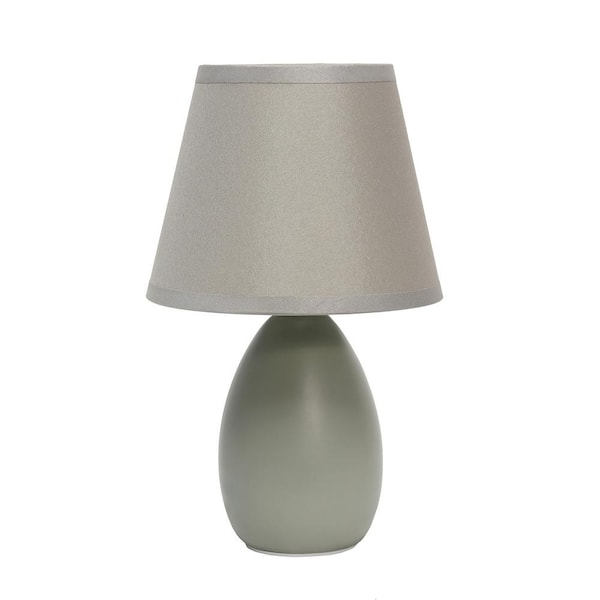 Simple Designs 9.4 in. Mini Egg Oval Ceramic Gray Table Lamp