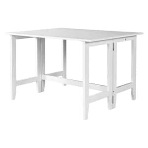 Farmhouse 47 in. Rectangle White Wood Top Drop Leaf Dining Table (Seats 4)