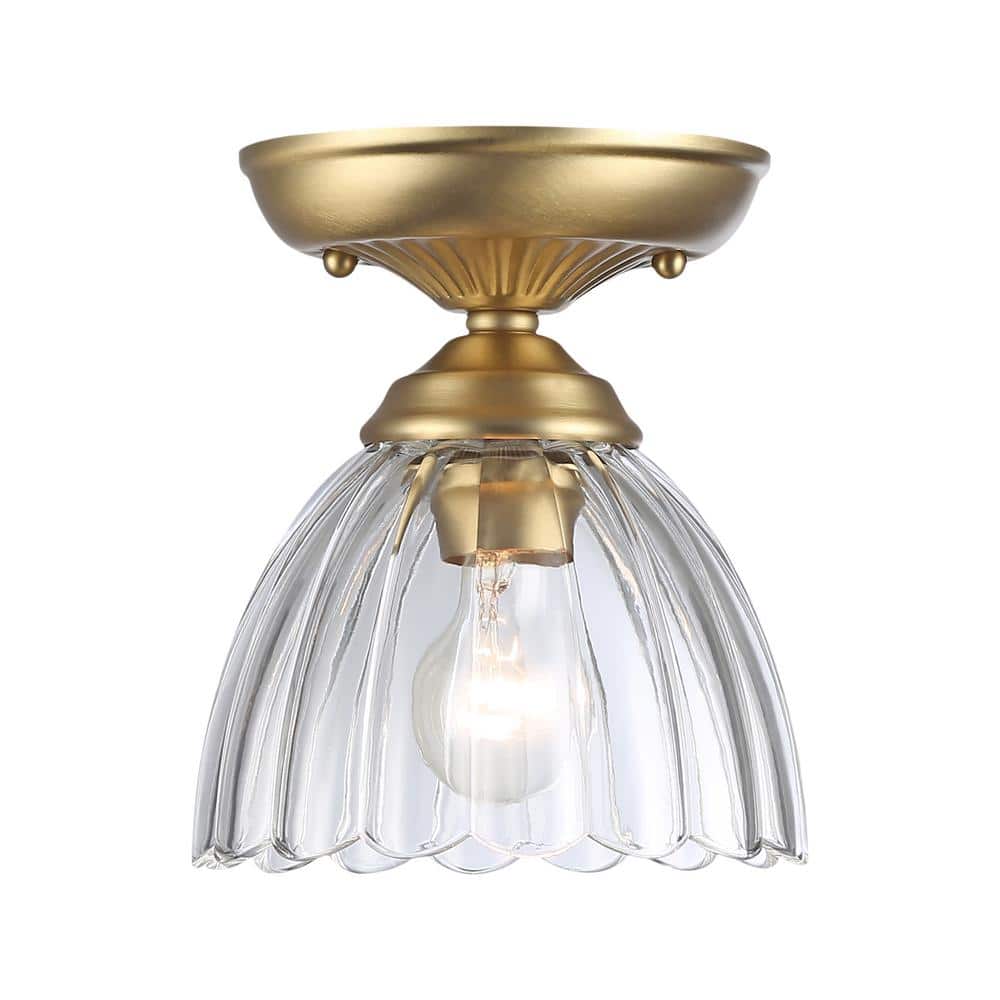 Audra 6.875 in. 1-Light Semi-Flush in Brushed Champagne Bronze with Clear Glass price history on PriceWatchPro