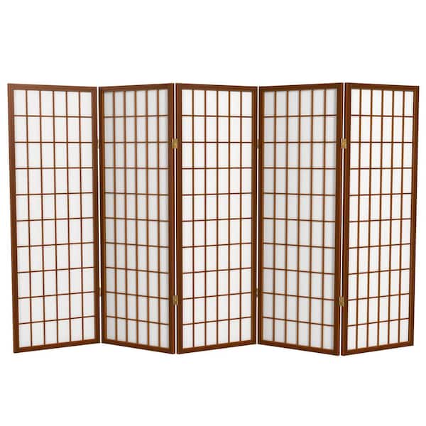 4 ft. Short Window Pane Shoji Screen - Walnut - 5 Panels