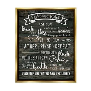 Rustic Bathroom Rules Sign Good Hygiene List by CAD Floater Frame Typography Wall Art Print 25 in. x 31 in