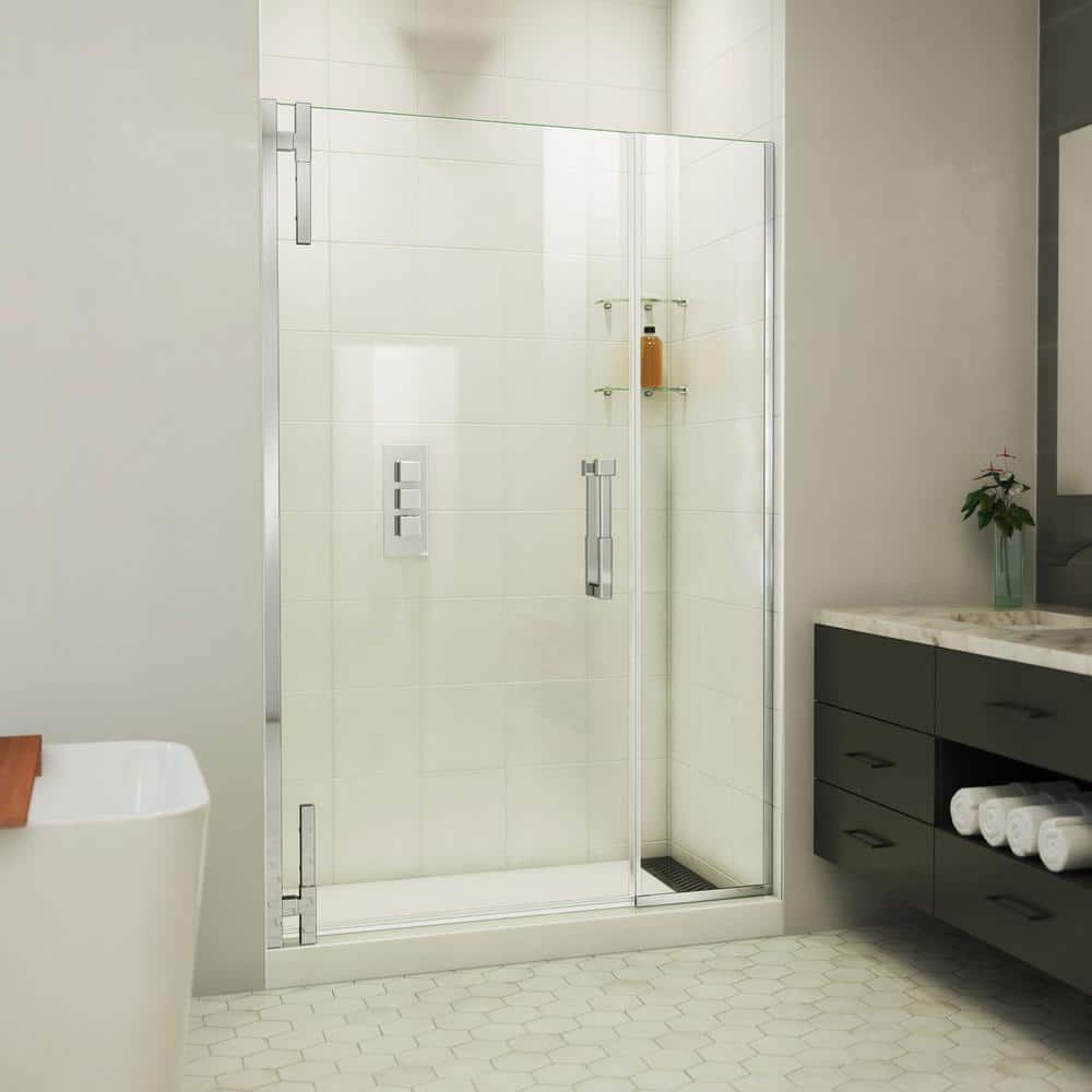 Ascend Chrome Frameless Pivot Shower Door with Clear Glass
