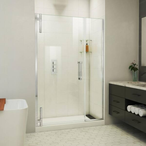 DreamLine Ascend 47.5 in. W x 72 in. H Pivot Frameless Shower Door in Chrome