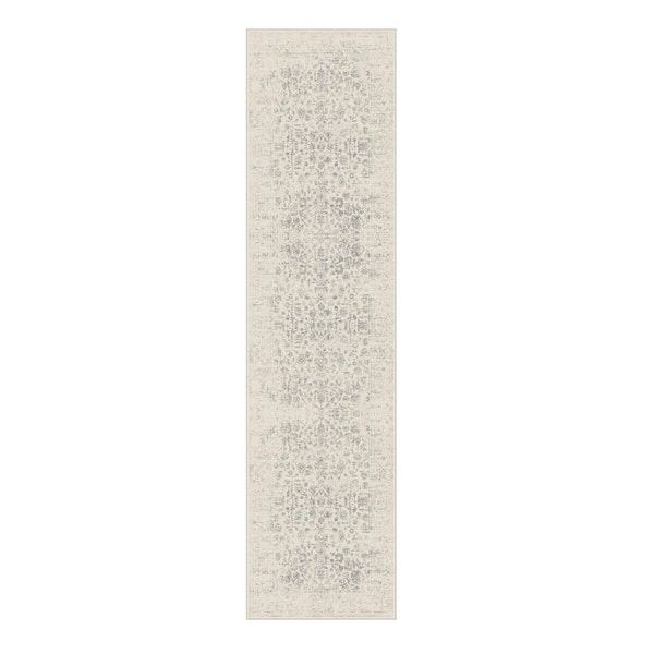 Backyard Garden Gray 2 ft. x 8 ft. Vintage Distressed Washable Runner Rug