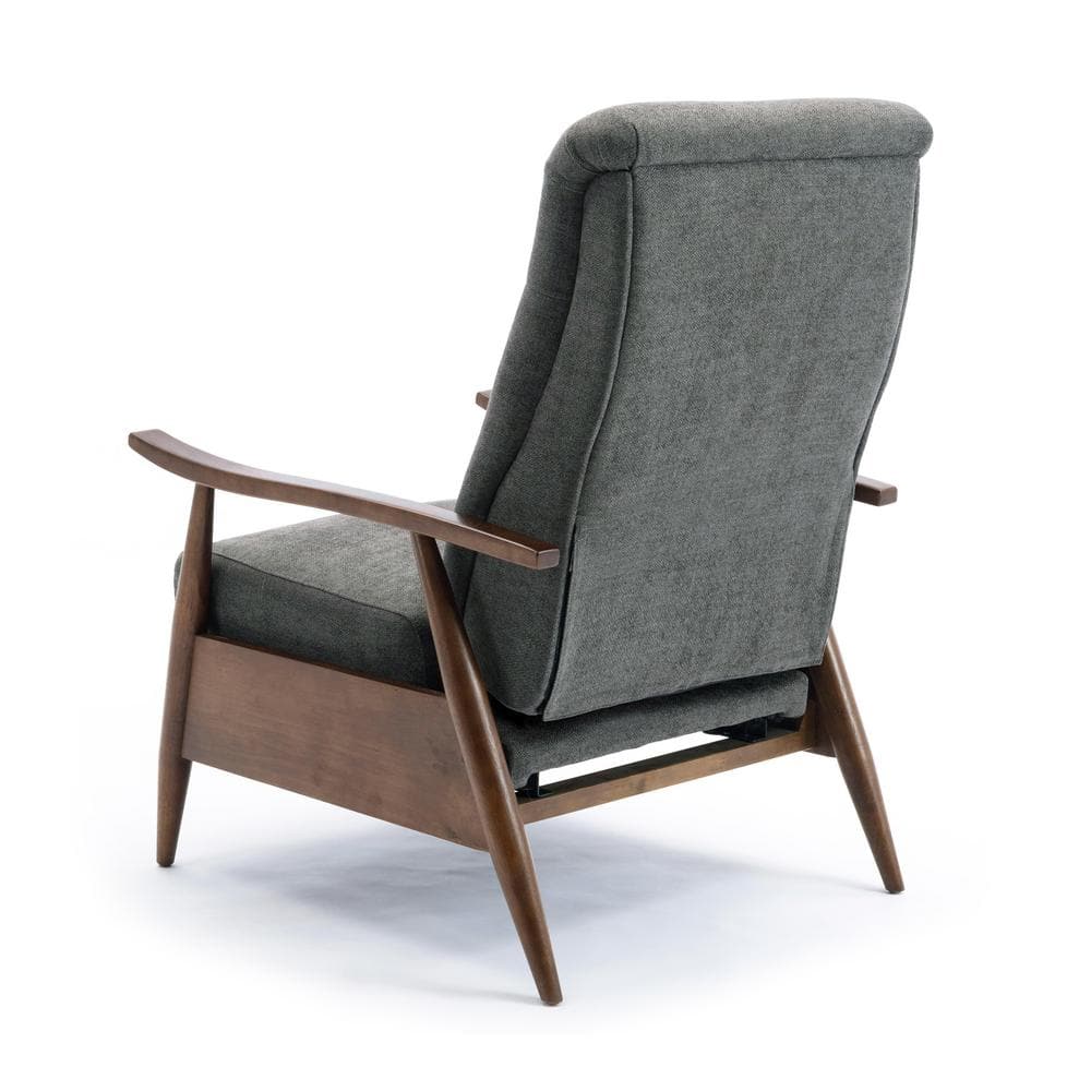 Soren Charcoal and Chestnut Mid-Century Modern Recliner