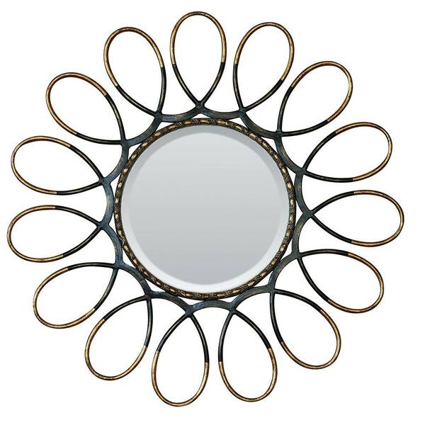 Yosemite Home Decor 41 in. x 41 in. Round Outer-Looped Iron Decorative Matte Black Framed Mirror
