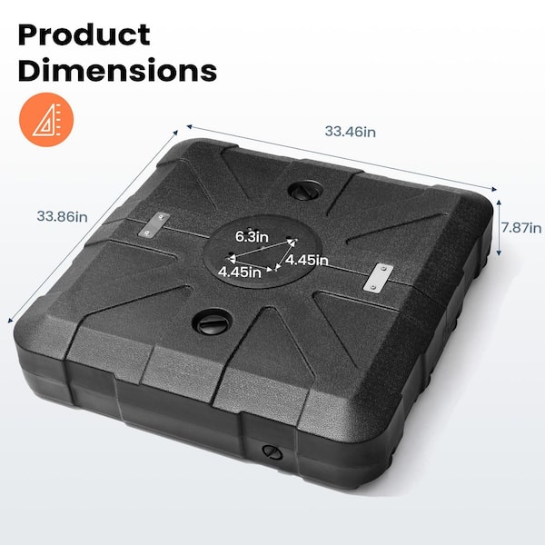 10.5 ft. x 10.5 ft. Square 2-Tier Top Canopy Cantilever Patio Umbrella with Base in Black