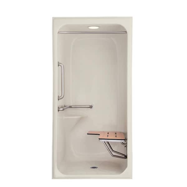 AmeriBath 41 in. x 37 in. x 84 in. 1-Piece Acrylic Low Threshold Shower Stall Package in Biscuit with Closed Top and Center Drain